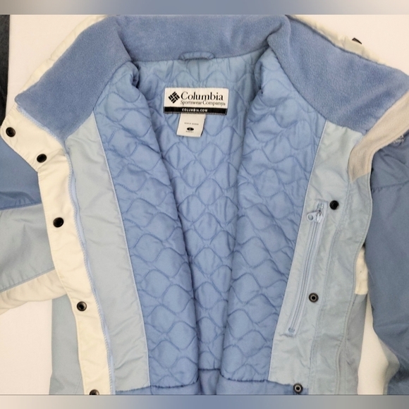 COLUMBIA Winter Shell / Jacket with Hide Away Hood in Blue White (Size L) - Picture 10 of 16